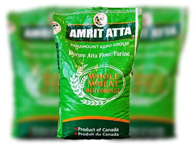 AMRIT Whole Wheat Atta 20lb - Flour & Grains