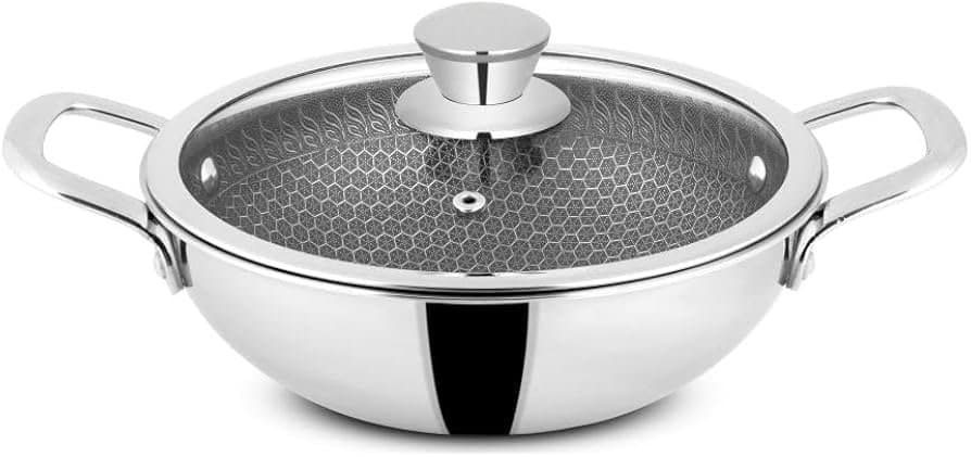 SS Honeycomb Kadai with Glass Lid - Others