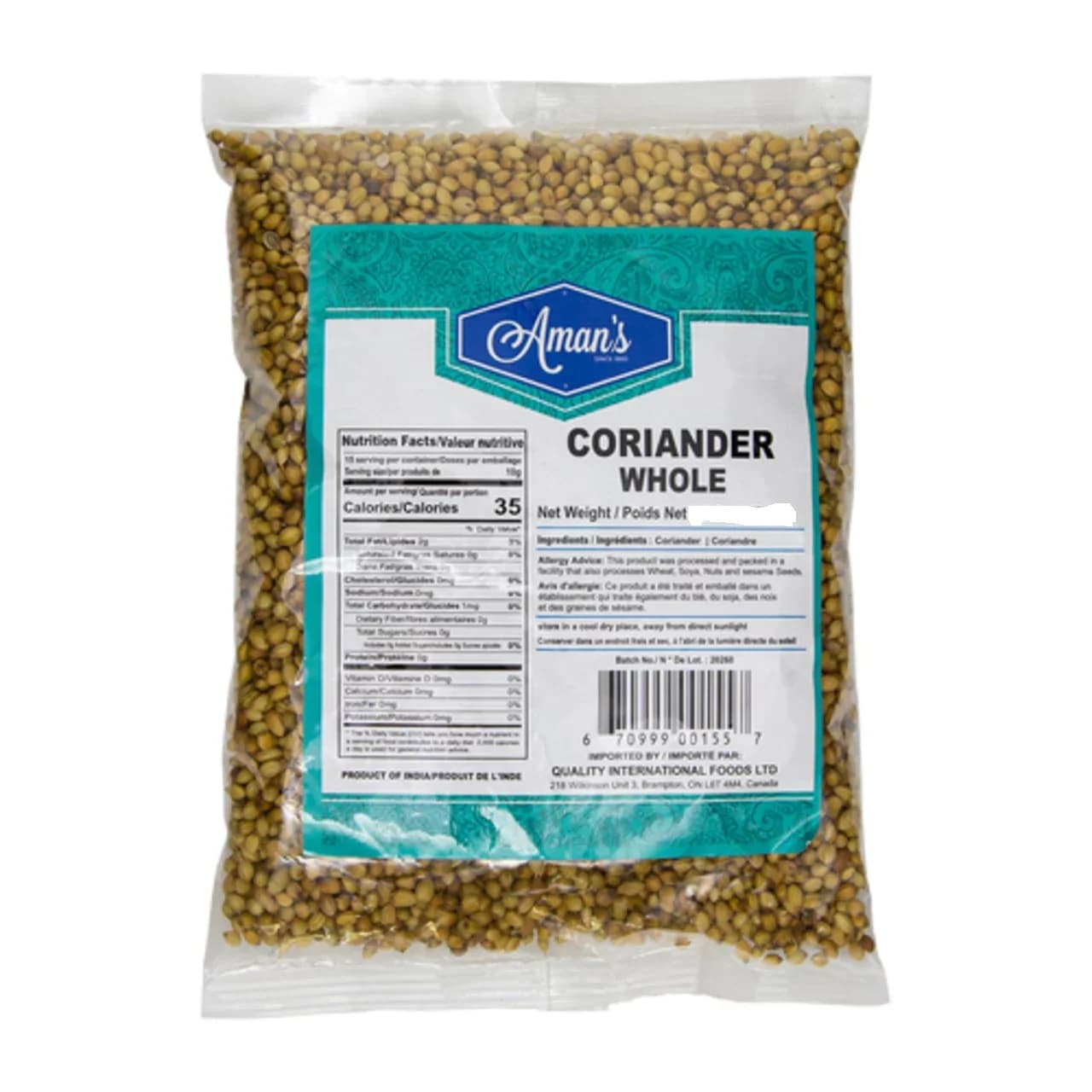 AMAN CORIANDER WHOLE 300G - Spices and Herbs