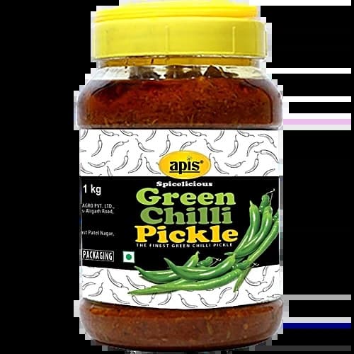 APKI GREEN CHILI PICKLE 1KG - Condiments