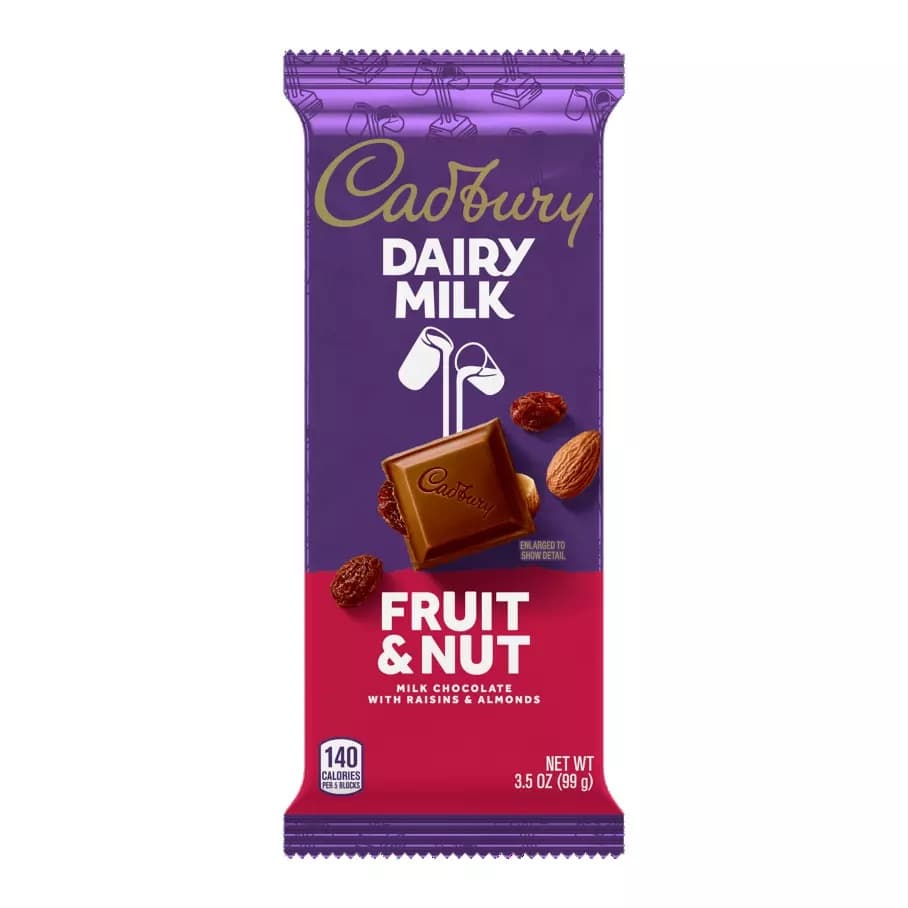 Cadbury Dairy Milk Fruit & Nut Chocolate Bar 55g - Snacks