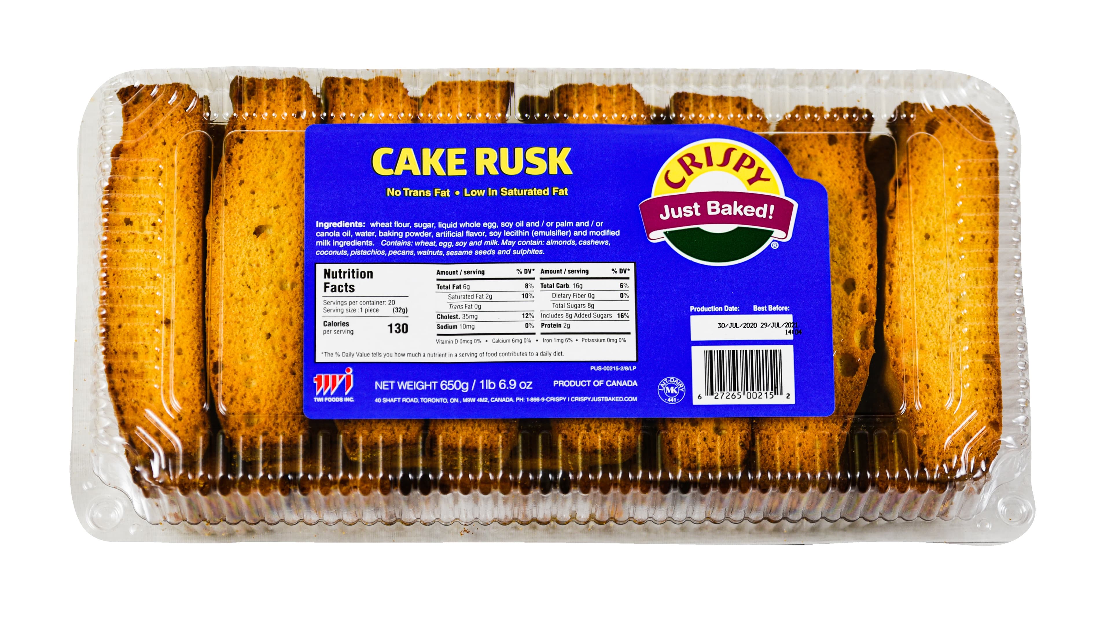 Crispy Cake Rusk Regular 550g - Snacks