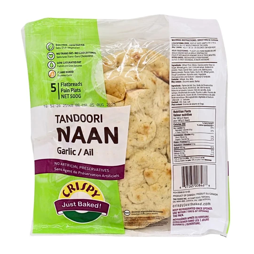 CRISPY GARLIC NAAN 500GM - Bakery & Bread
