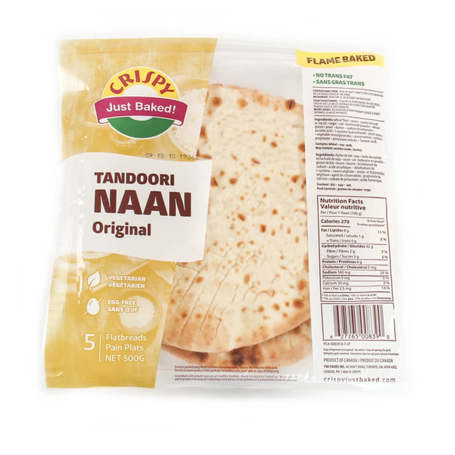 CRISPY WW TANDOORI NAAN 500G - Bakery & Bread