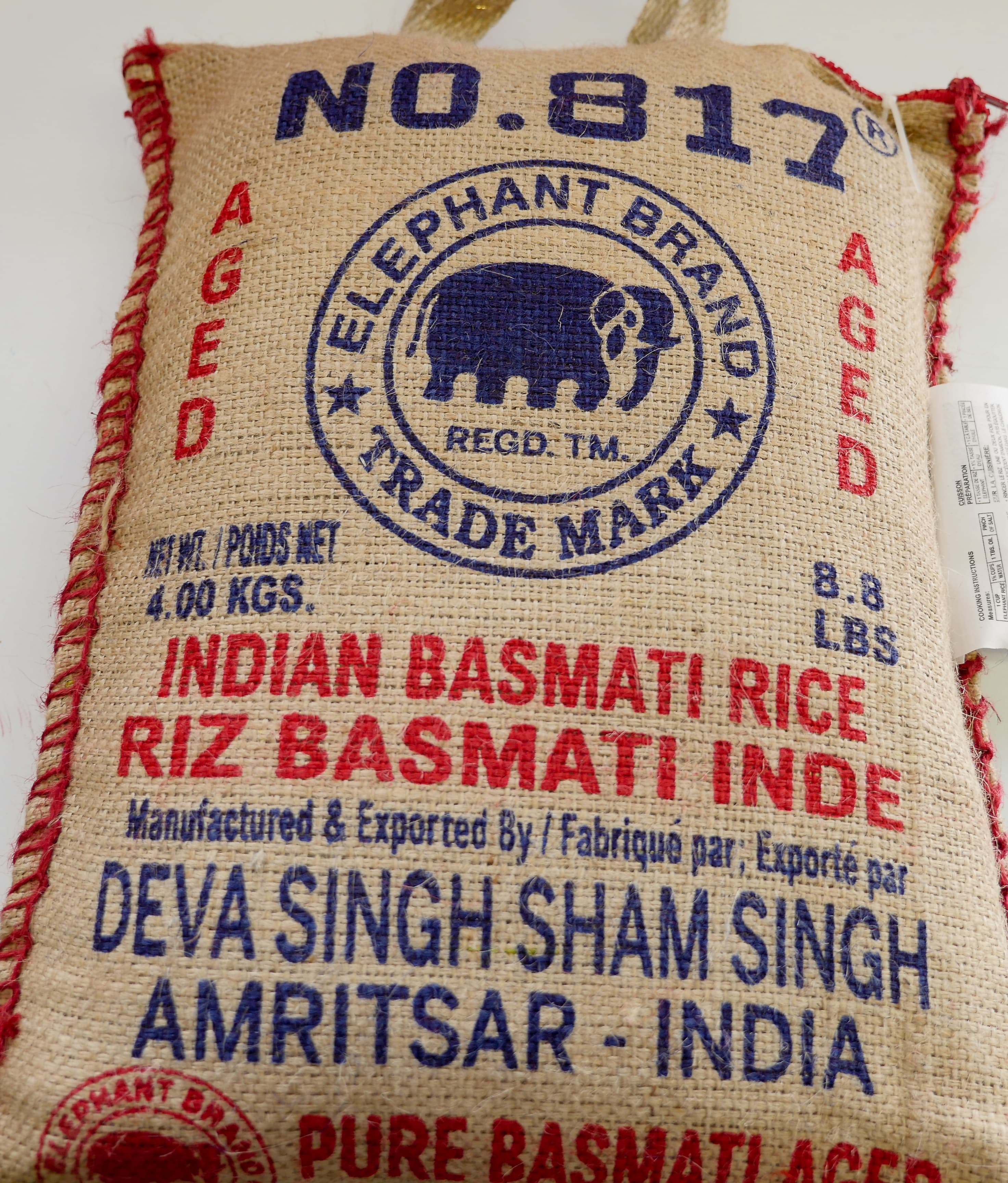 817 BASMATI RICE 4KG - Flour & Grains