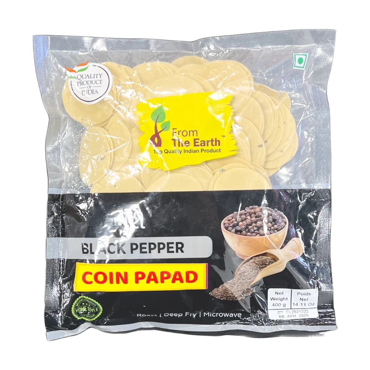 FTE COIN PAPAD BLCK PEPER 400GMS - Snacks