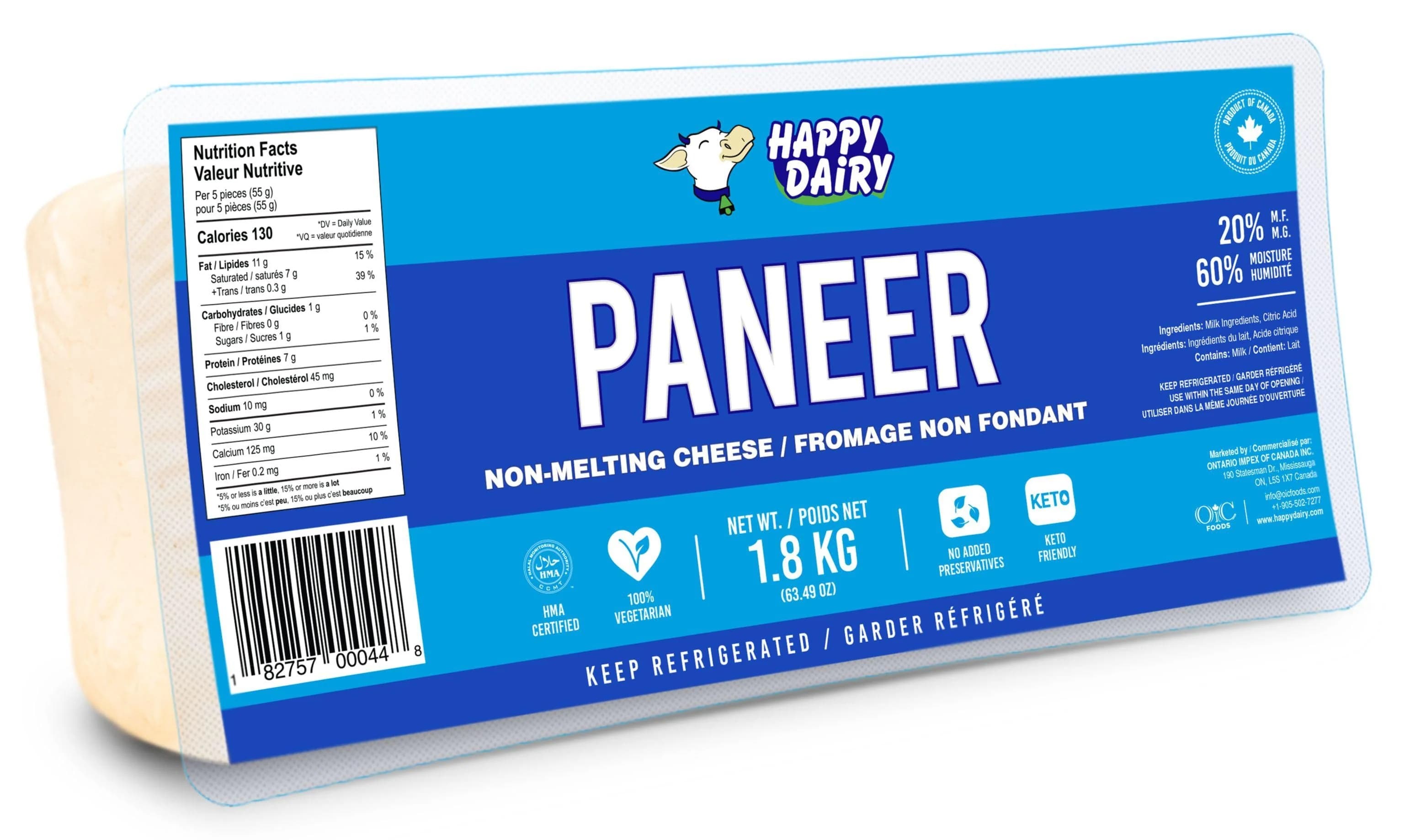 HAPPY DAIRY PANEER 1.8KG - Dairy