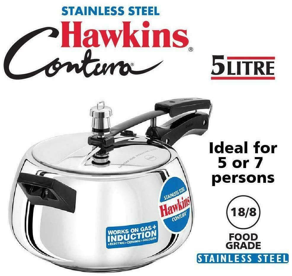 Hawkins Contura Stainless Steel Pressure Cooker 5L - Household