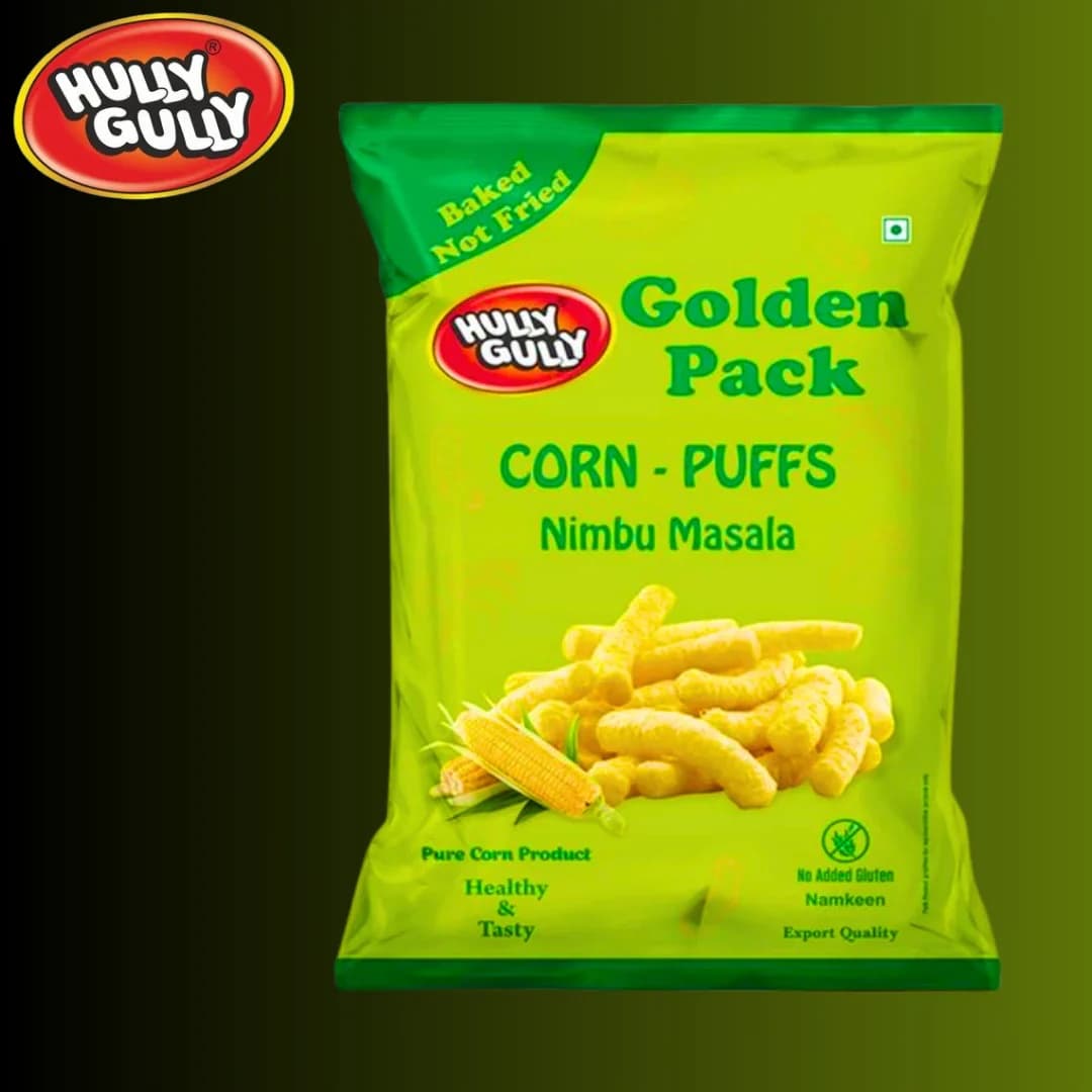 Huly Guly Nimbu Masala Corn Puffs 120g - Snacks
