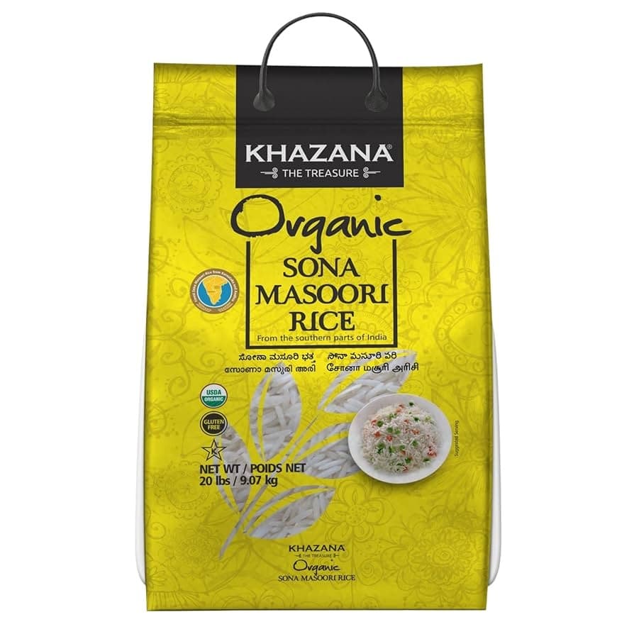 KHAZANA SONA MASOORI RICE 20LB - Flour & Grains