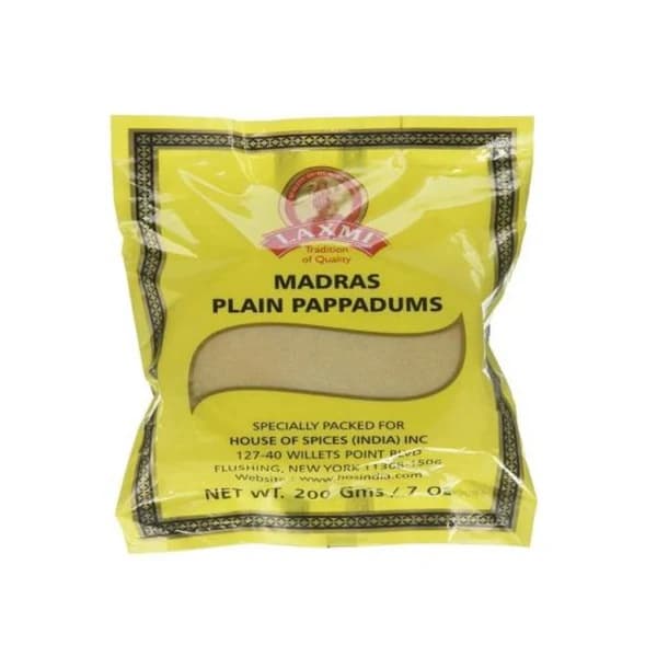 Laxmi Yellow Madras Papadum 200g - Snacks