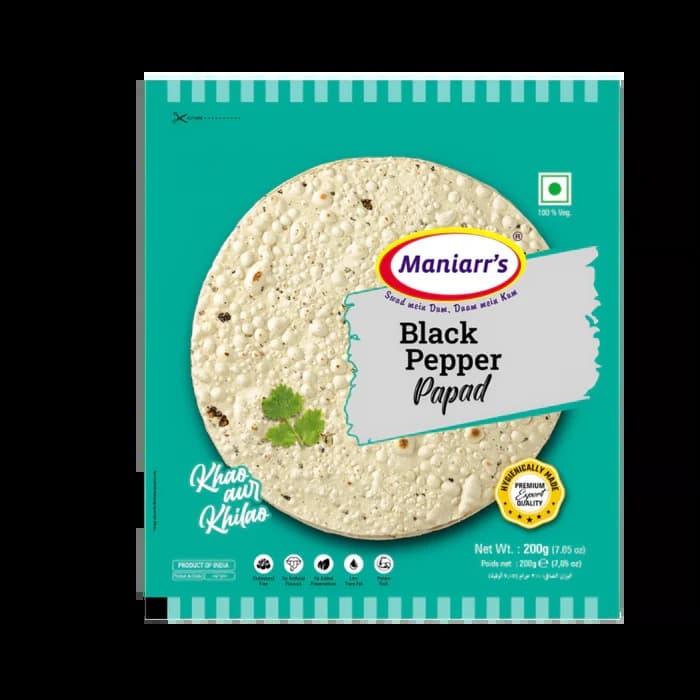Maniarr's Black Pepper Papad 200g - Snacks