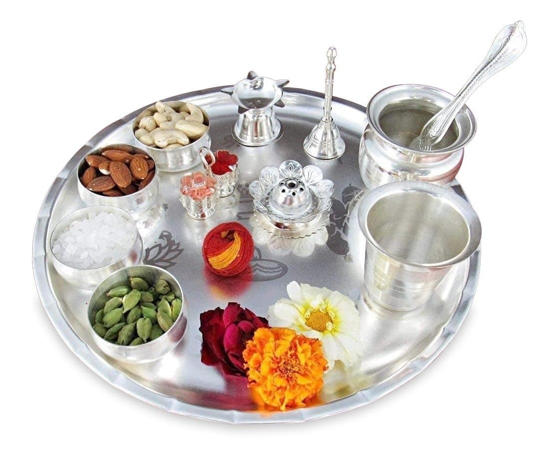 Namaste Puja Silver Thali - Religious