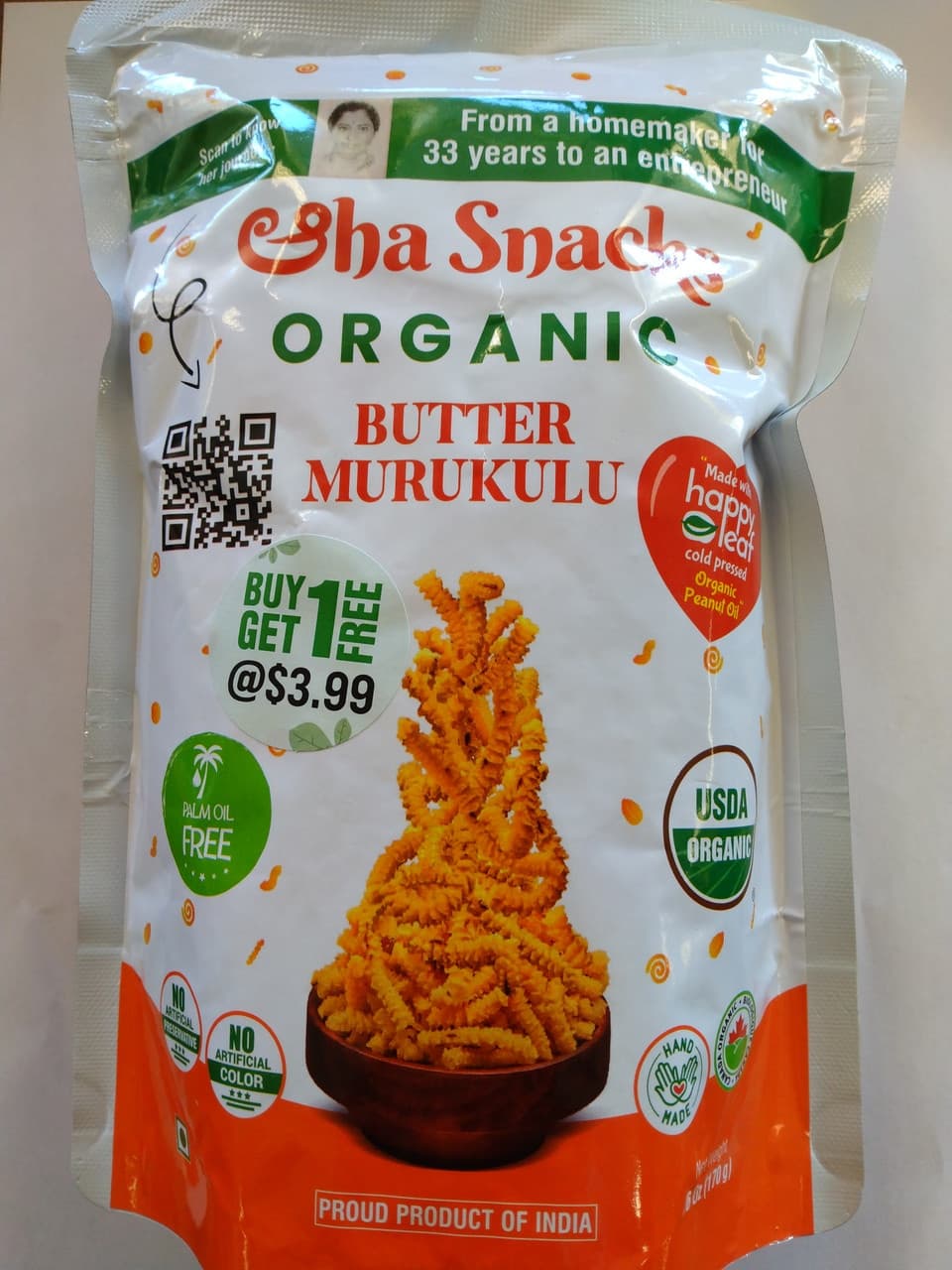 SS ORG.BUTER MURUKU 170G - Snacks