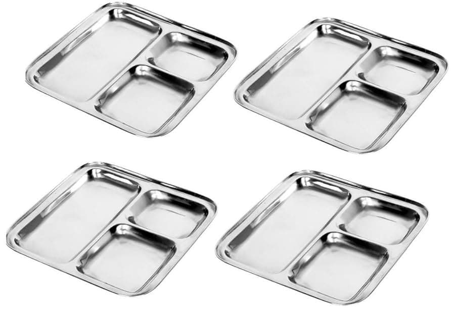 Namaste Stainless Steel Thali Laser Print Square - Household