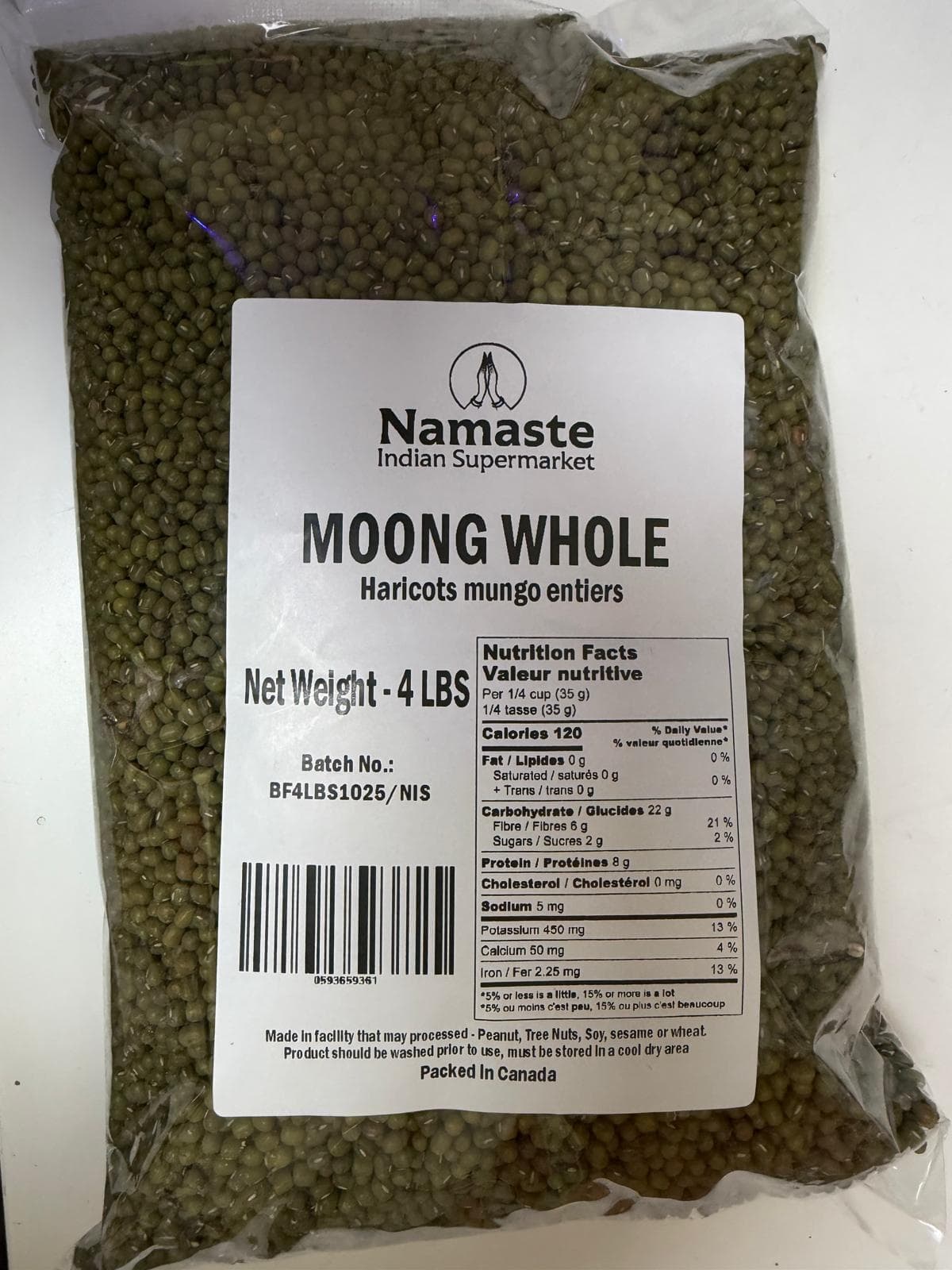 Namaste Moong Whole 4lb - Pulses