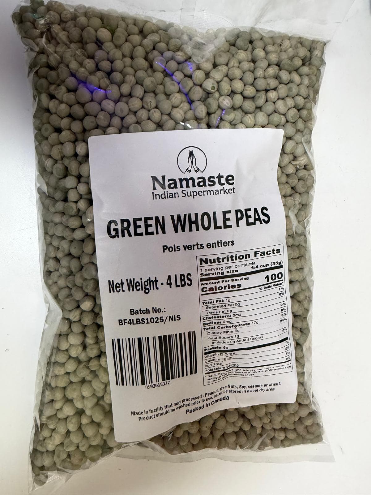 Namaste Green Peas 4lb - Pulses