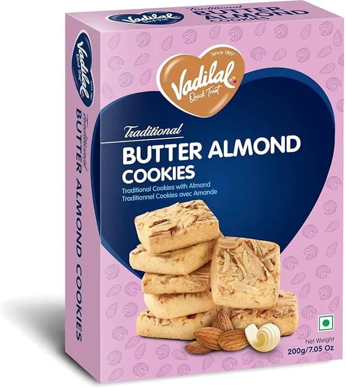 Vadilal Butter Almond Cookies 200g - Snacks