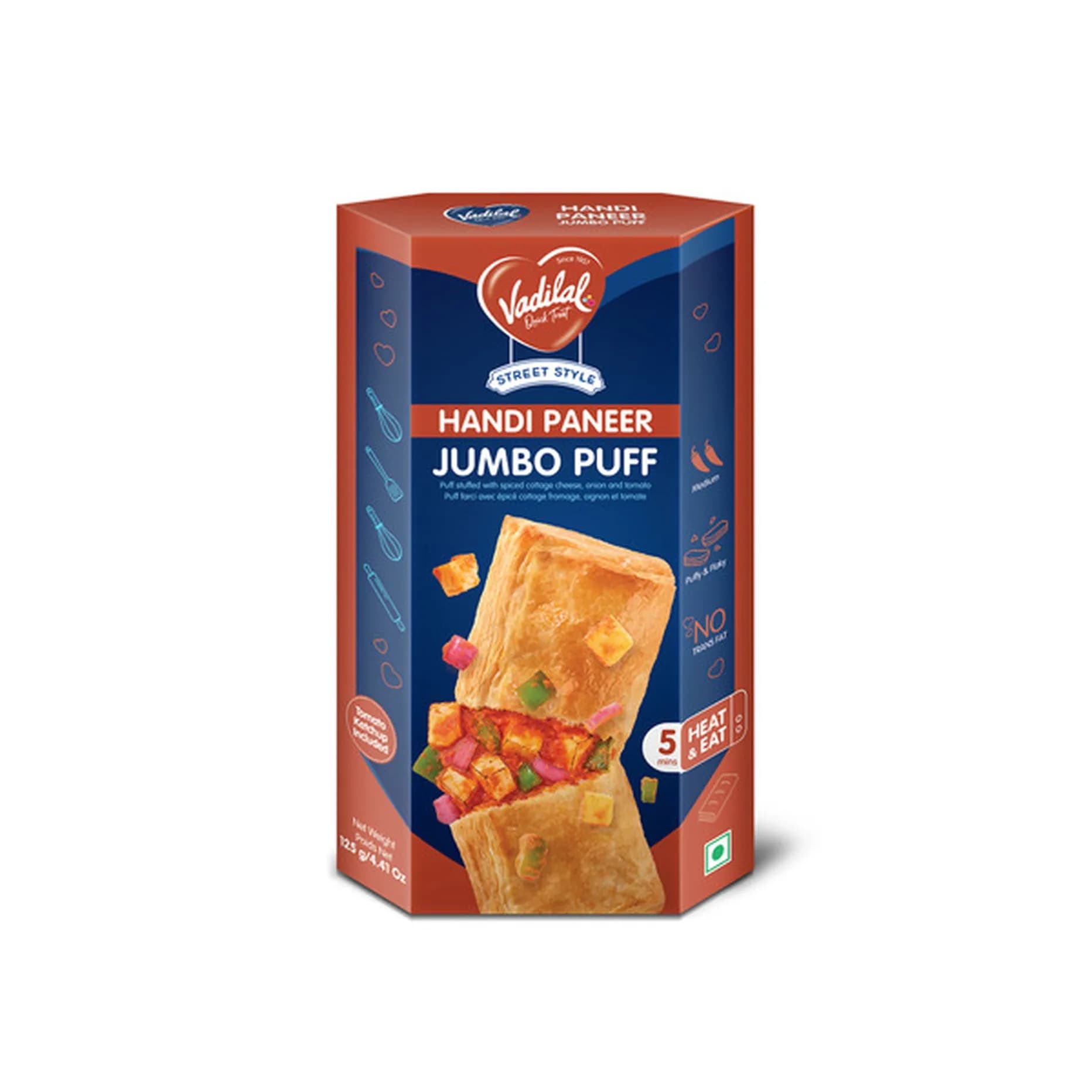 Vadilal Cheesy Pizza Puff 125g - Snacks