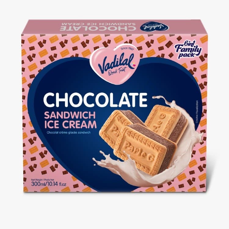 Vadilal Chocolate Sandwich Ice Cream 300ml - Snacks