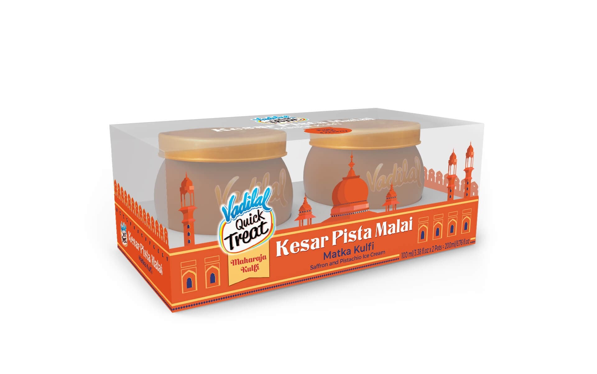 Vadilal Rose Pista Matka Kulfi 200ml - Snacks