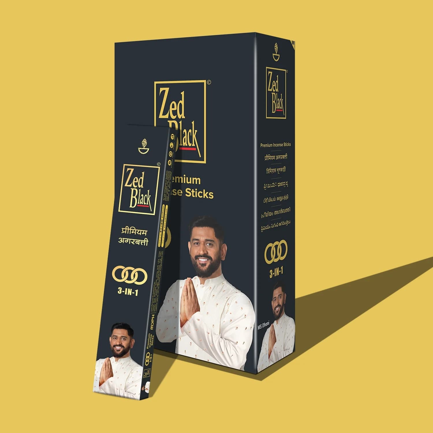 ZED BLACK 3 In 1 Incense Sticks Box - Religious