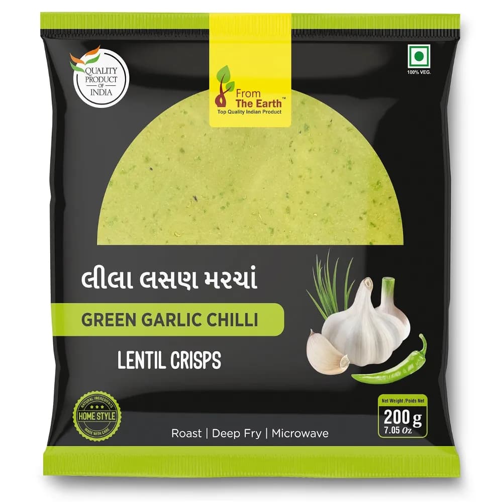 FROM THE EARTH Green Garlic Papad 200g - Snacks