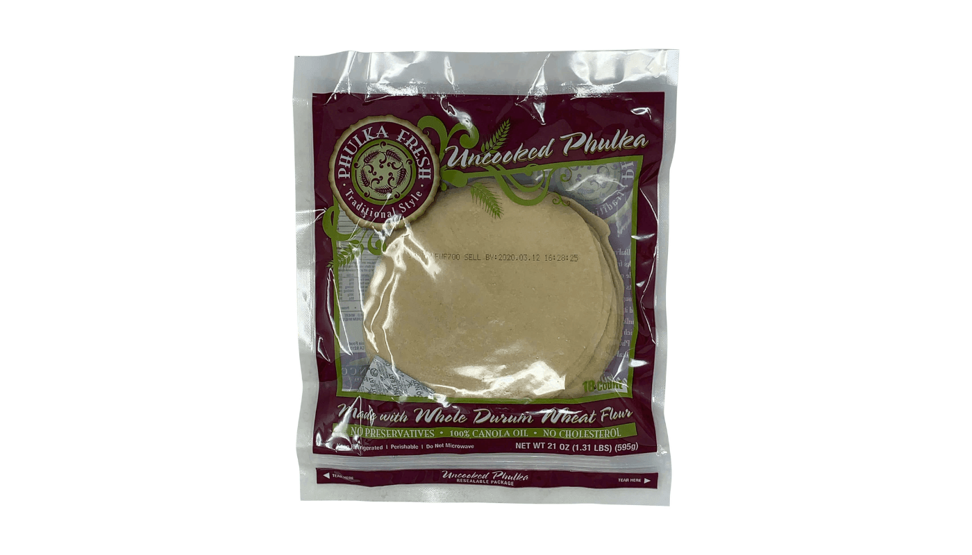 Canteen Uncooked Phulka Chapati 18pcs - Frozen